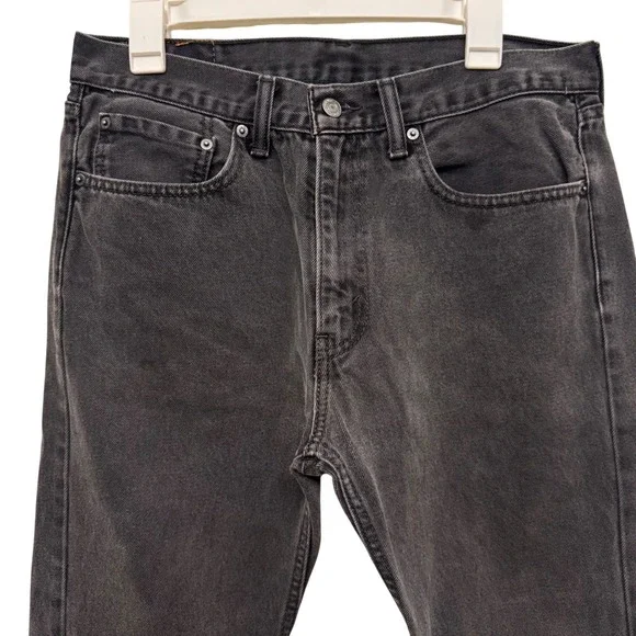 Levi's 505 Mens 34 x 29 Regular Fit Jeans Black Wash Denim Pants‎ Classic - Picture 2 of 7